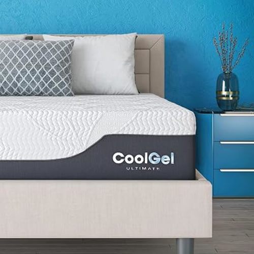 COOL GEL Chill Memory Foam 14-Inch Mattress with Pillow, CertiPUR-US Certified, Mattress in a Box, Twin, White