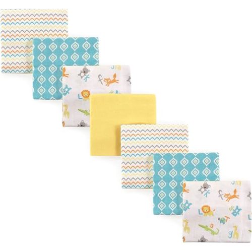 Luvable Friends Unisex Baby Cotton Flannel Receiving Blankets, Basic Elephant 7-Pack, One Size