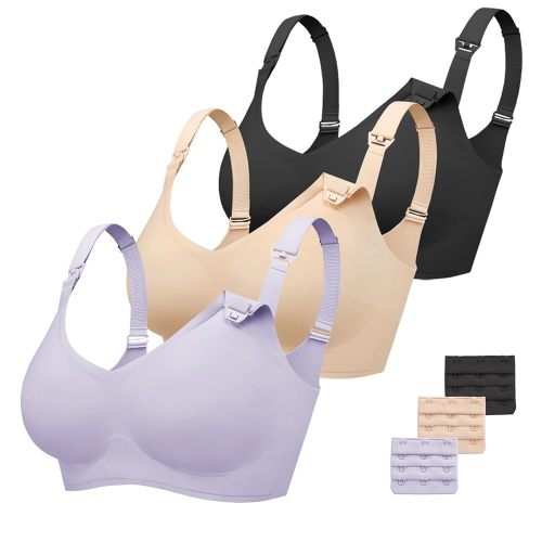 Vinfact 3 Pack Nursing Bras for Breastfeeding Comfort Maternity Bras for Pregnancy Wireless Seamless Breastfeeding Bras