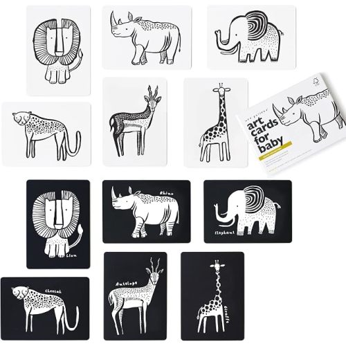 High Contrast Cards for Baby - Black and White Animals