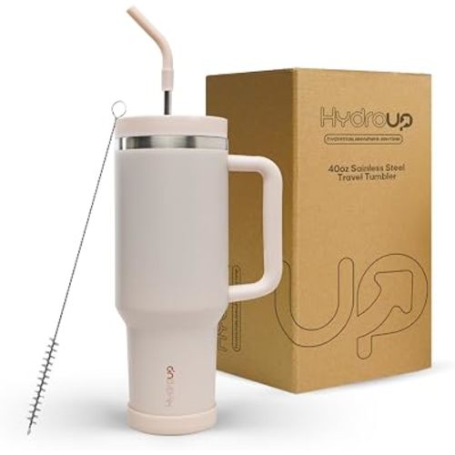 40oz Travel Tumbler Cup with Handle, Two-Way Slider Lid, Stainless Steel Straw with Silicone Tip, Vacuum Insulated Water Bottle for Hot & Cold Drinks, Great Gifts for Mom