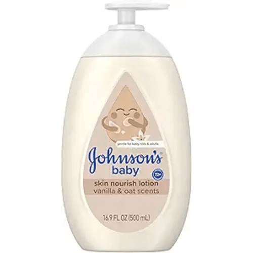 Johnson's Skin Nourishing Baby Lotion, Vanilla & Oat Scents, Hypoallergenic Baby Body Lotion for 72 Hour Hydration Until Baby's Next Bath Moisturizes & Protects from Dryness, 16.9 fl. oz