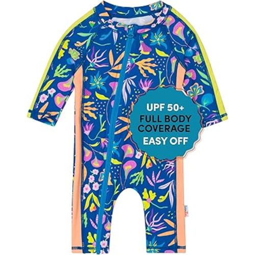 SwimZip Girls' Long-Sleeve UPF 50+ Swimsuit for Baby, Toddler, & Little Girls