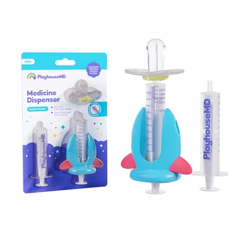 Playhouse MD Medicine Buddy Medication Dispenser, Rocket - Liquid Syringe for Newborns, Infants, Babies & Toddlers - Baby Medicine Kit with Pacifier Attachment for Accurate Dosing