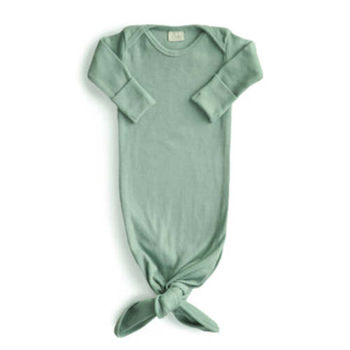 Mushie Organic Cotton Ribbed Knotted Baby Gown