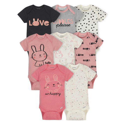 Onesies Brand Baby Girl Short Sleeve Onesies Bodysuits, 8-Pack (Newborn - 12M)