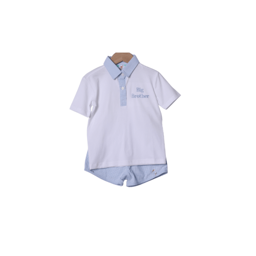 Embroidered Big Brother Blue Gingham Short Set