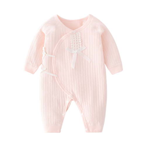 Diufon Newborn Baby Boy Girl Bodysuit Long Sleeve Lace Side Snap Bow Knot Romper Infant Home Crawling Jumpsuits