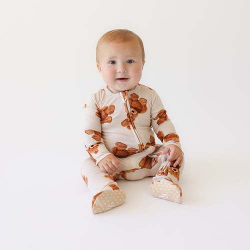 Bears Yellow One Piece Baby Footie Pajamas | Teddy Freddy