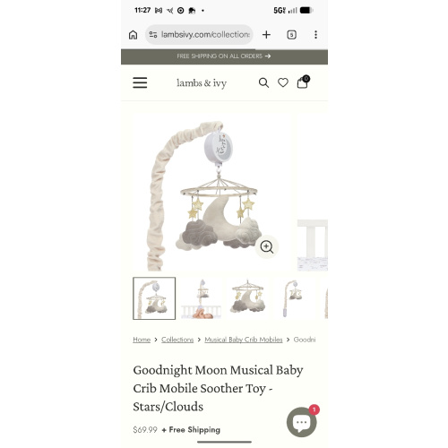 Goodnight Moon Musical Baby Crib Mobile Soother Toy - Stars/Clouds – Lambs & Ivy