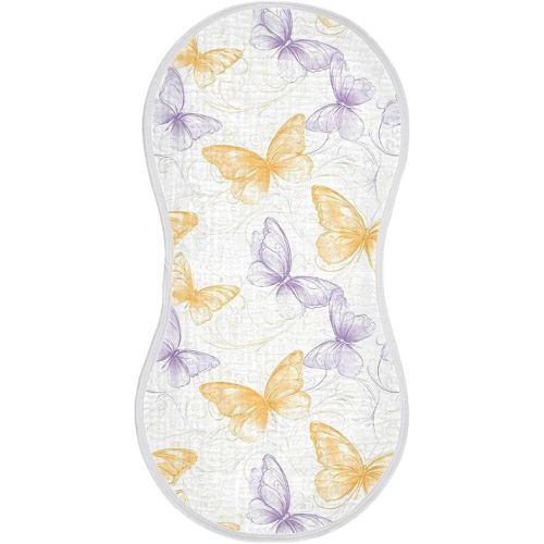 vvfelixl Muslin Burp Cloths Purple Yellow Butterfly Baby Washcloths for Baby Girl Boys 2 Pack
