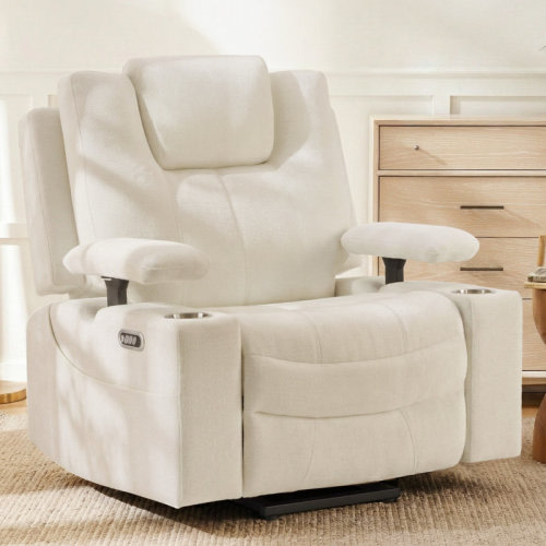 Latitude Run® Modern Swivel Glider Recliner With Adjustable Backrest & Footrest Headrest | Wayfair