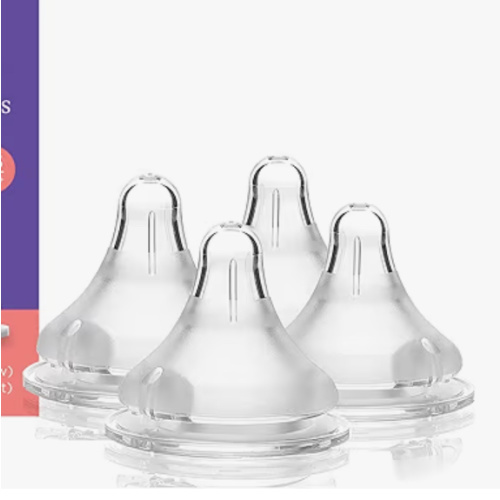 Lansinoh NaturalWave Baby Bottle Nipples, Extra Slow Flow, Size XS, 0+ Months, 4 Count 100% Soft, Durable Silicone, Made Without BPA BPS, Anti-Colic, Supports Baby's Developing Mouth and Teeth