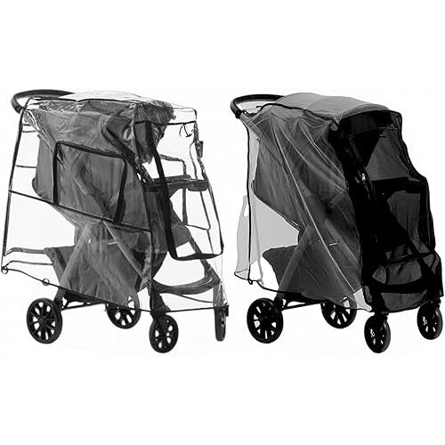 Large Stroller Sunshade & Rain Cover-Protect Your Baby Stroller from Sun, Rain, Wind, Dust-Built in Mosquito Netting-Universal Weather Shield for Baby Carriage