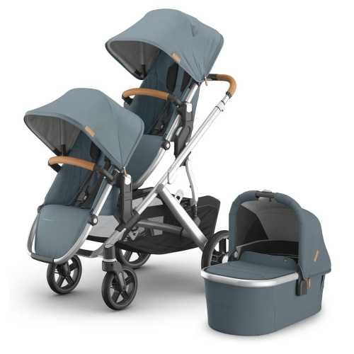 UPPAbaby Vista V3 Double Stroller with RumbleSeat V3 + Bassinet Bundle - Callum