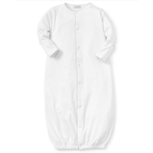 Polka Dot Converter Gown, White with Grey