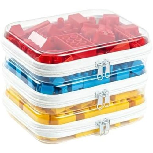 3-Pack Medium Clear Hard Shell Zipper Pouches, Clear Zipper Bags, Hard Case Pouches for Purse & Diaper Bag Organizer,and Travel Essentials (3M