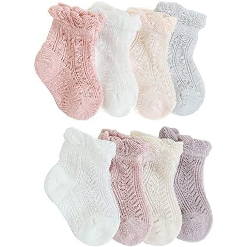 Toddler Socks Boys and Girls 8 Pack Cotton Baby Socks Cute Wrinkled 0-6 Months¡