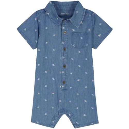 Calvin Klein baby-boys Woven Romper