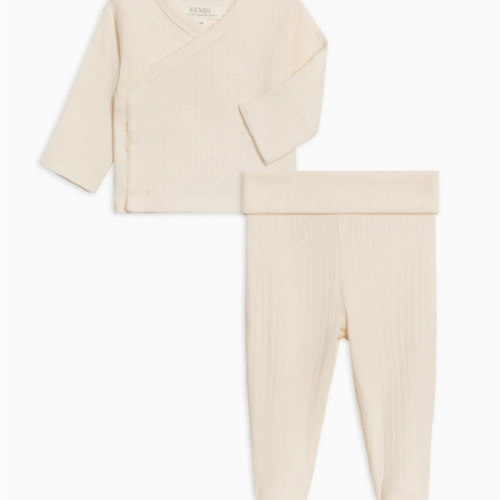 2-Piece Lacey Brushed Back Pointelle Kimono Top and Pant Set