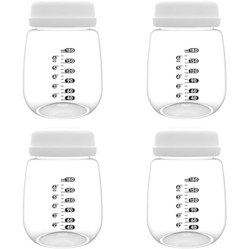 4pcs Breast Pump Collection Bottles for Spectra S2 Spectra S1 Spectra 9 Plus Motif Luna Breast Pumps, 6.oz 180ml Reusable Wide Neck Bottles with Collar and Sealing Disc, Replace for Spectra Bottle