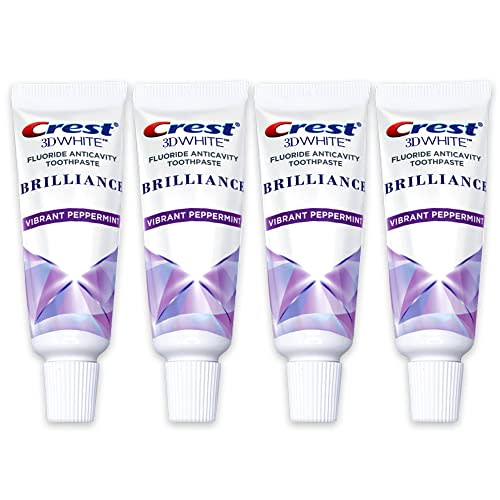 Crest 3D White Brilliance Toothpaste, Vibrant Peppermint, Travel Size 0.85 oz (24g) - Pack of 4