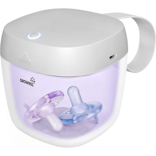 GROWNSY Pacifier Sanitizer Portable, UV Light Sanitizer on The Go, USB Charging Sanitizer Case, Mini Pacifier Sanitizer 99.99% Cleaned in 59 Seconds (White)