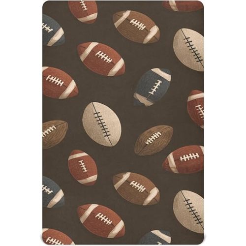 American Football Sport Vintage Crib Sheets Soft Breathable Fitted Baby Crib Sheets Mattress Cover for Girls Boys52 x 28" x 9"