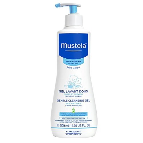 Mustela Gentle Cleansing Gel, Baby Hair & Body Wash, Plant-Based Formula with Natural Avocado Perseose fortified with Vitamin B5 - 1-pack (16.9 oz) - New Packaging