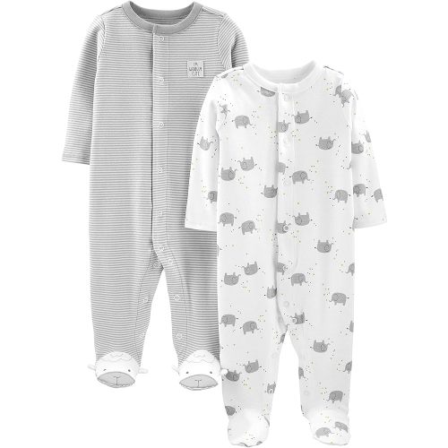 Simple Joys by Carter's Baby Neutral 2-Pack Cotton Footed Sleep and Play