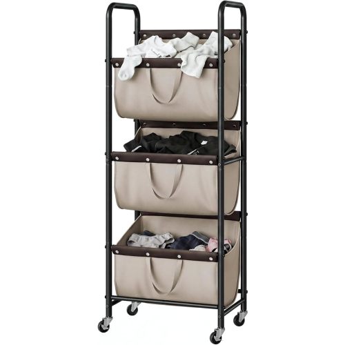 GRANNY SAYS 3 Tiered Laundry Sorter, Narrow Hamper Cart with Wheels