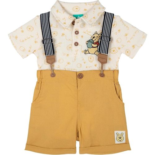 Disney Baby Boys' 2-Piece Polo Bodysuit and Shorts Set Newborn to Infant