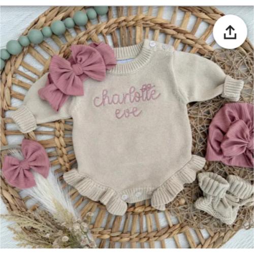 Personalized Newborn Knit Ruffle Sweater Baby Outfit, Custom Cotton Knitted Baby Bodysuit, Coming Home Outfit - Etsy