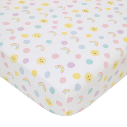 Zoomie Kids Orkin Happy Days Rainbows and Suns Nursery Fitted Crib Sheet | Wayfair