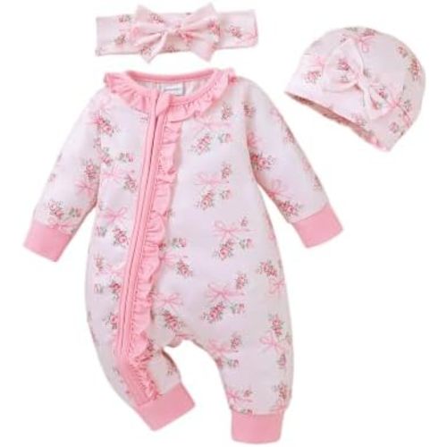 Preemie Newborn Baby Girl Clothes Long Sleeve Ruffle Romper Coming Home Outfit Infant Fall Winter Outfits