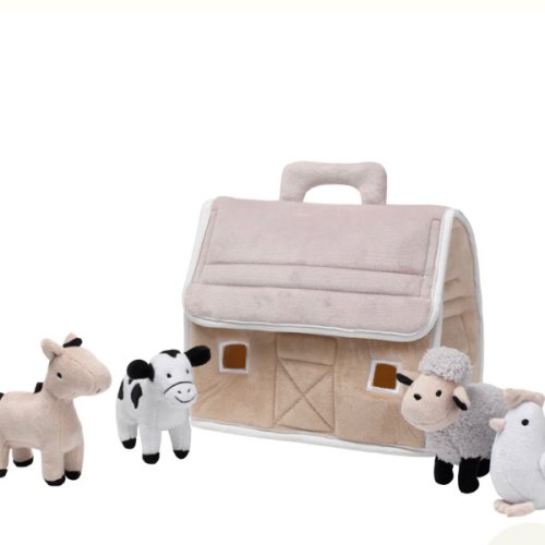 Baby Farm Plush Barn with 4 Stuffed Animals Toy - Taupe/Gray/White – Lambs & Ivy