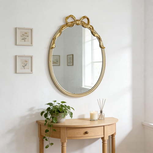 23.25"Oval Wall Mirror Bow