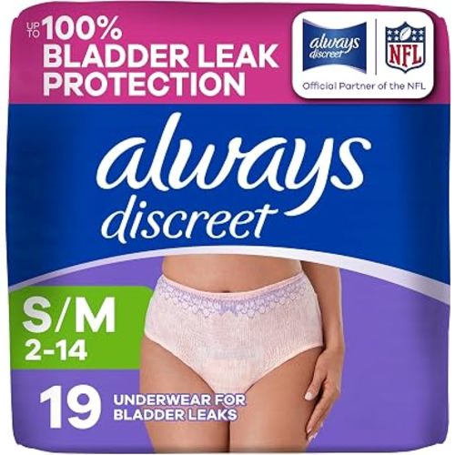 Adult Diapers for Women, Maximum Absorbency Incontinence and Postpartum Underwear Size S/M, Up to 100% Leak Free Bladder Leak Protection, 19 Count