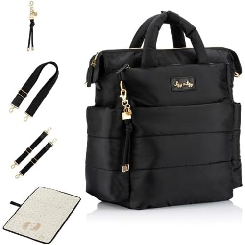 Itzy Ritzy Dream Convertible Diaper Bag Tote Backpack - Baby Diaper Bag with 14 Pockets, Changing Pad & More (Midnight Black)