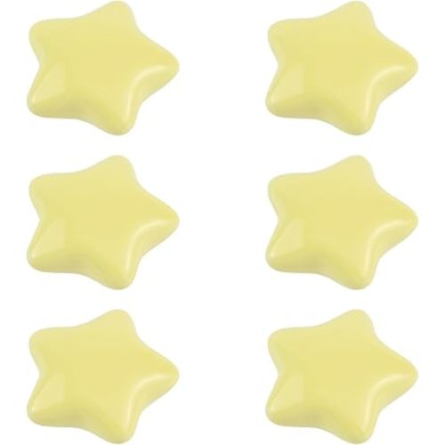 Dnyta 6 Pcs Star Shaped Ceramic Knobs Decorative Pulls Cute Cabinet Dresser Pulls for Wardrobe, Drawers, Cabinets, Jewelry Box (Star Shaped, Yellow)