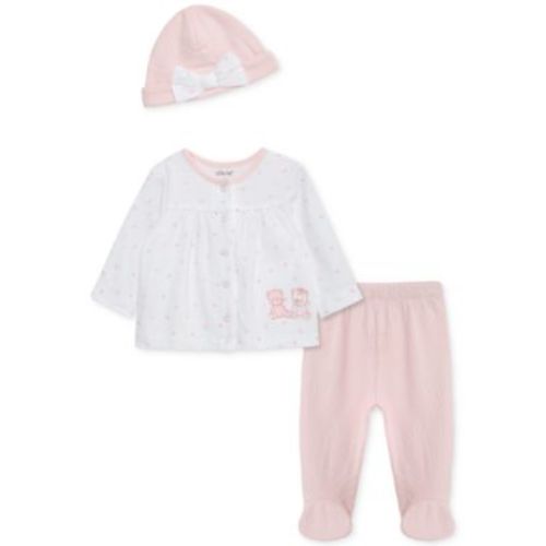 Baby Girls Joyful Cotton Hat, Cardigan & Footed Pants Set