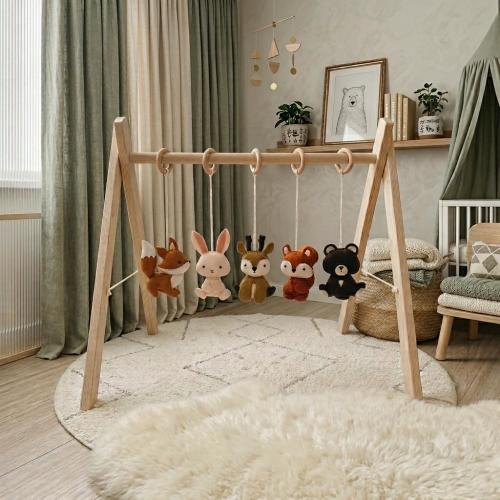 Woodland Baby Play Gym – Montessori Wooden Activity Center, Sensory Toy, Nursery Decor