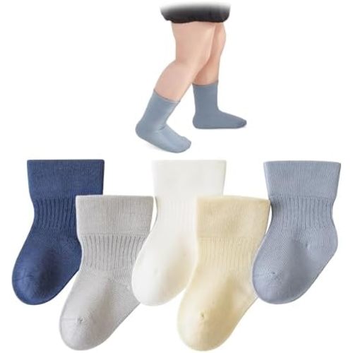 Baby Girls/Boys Socks Soft Cotton Infant Sock Set Newborn Dress Socks 5 Pairs Comfortable Sock for Toddler