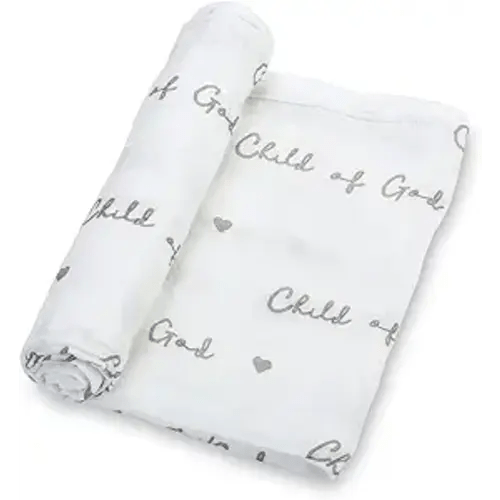 LollyBanks Baby Swaddle Blanket, 100% Cotton Muslin Blankets for Boys and Girls, 47 x 47 Inches Soft and Breathable Newborn Swaddle, Gentle Baby Wrap Swaddle, Registry (Child of God Print)