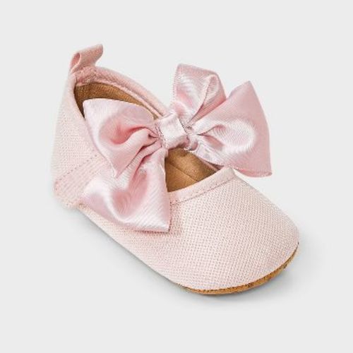 Baby Girls' Satin Bow Ballet Flats - Cloud Island™ Light Pink 3-6M