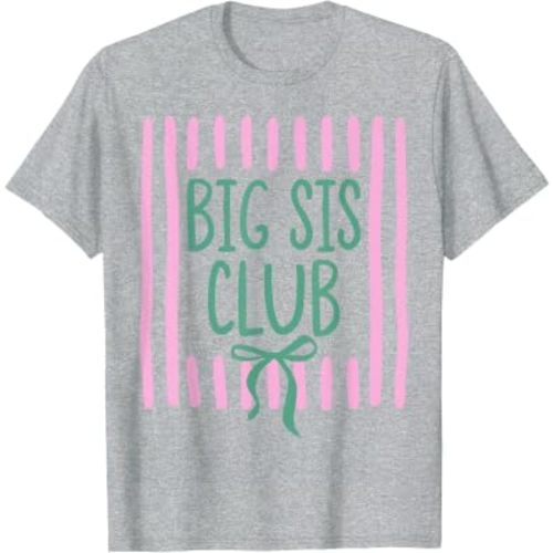Striped Big Sister Club Matching Sibling Promoted to Big Sis T-Shirt