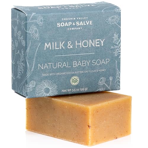 Chagrin Valley Soap & Salve Baby Shampoo Baby Soap Bar from Oat, Honey & Goat Milk - Unscented & Moisturizing - For Babies Sensitive Dry Skin & Eczema - 3.5 oz Shampoo Bar & Organic Body Wash