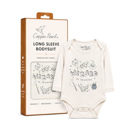 Copper Pearl Long Sleeve Bodysuit Baby: Ultra Soft Baby for Newborns, Boys, and Girls - Stylish, Comfortable, Overlap Shoulders, Premium Knit Fabric - Wizardry, Newborn