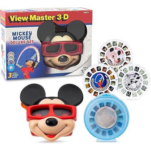 View Master Mickey Mouse Deluxe Set, Disney 100 Edition - STEM, Retro, Fun Learning Toy for Kids and Adults, Toddlers, Ages 3+