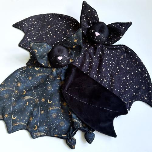 Baby lovey blanket: bat plush cuddle toy